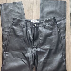 Princess Polly Black Leather Trousers